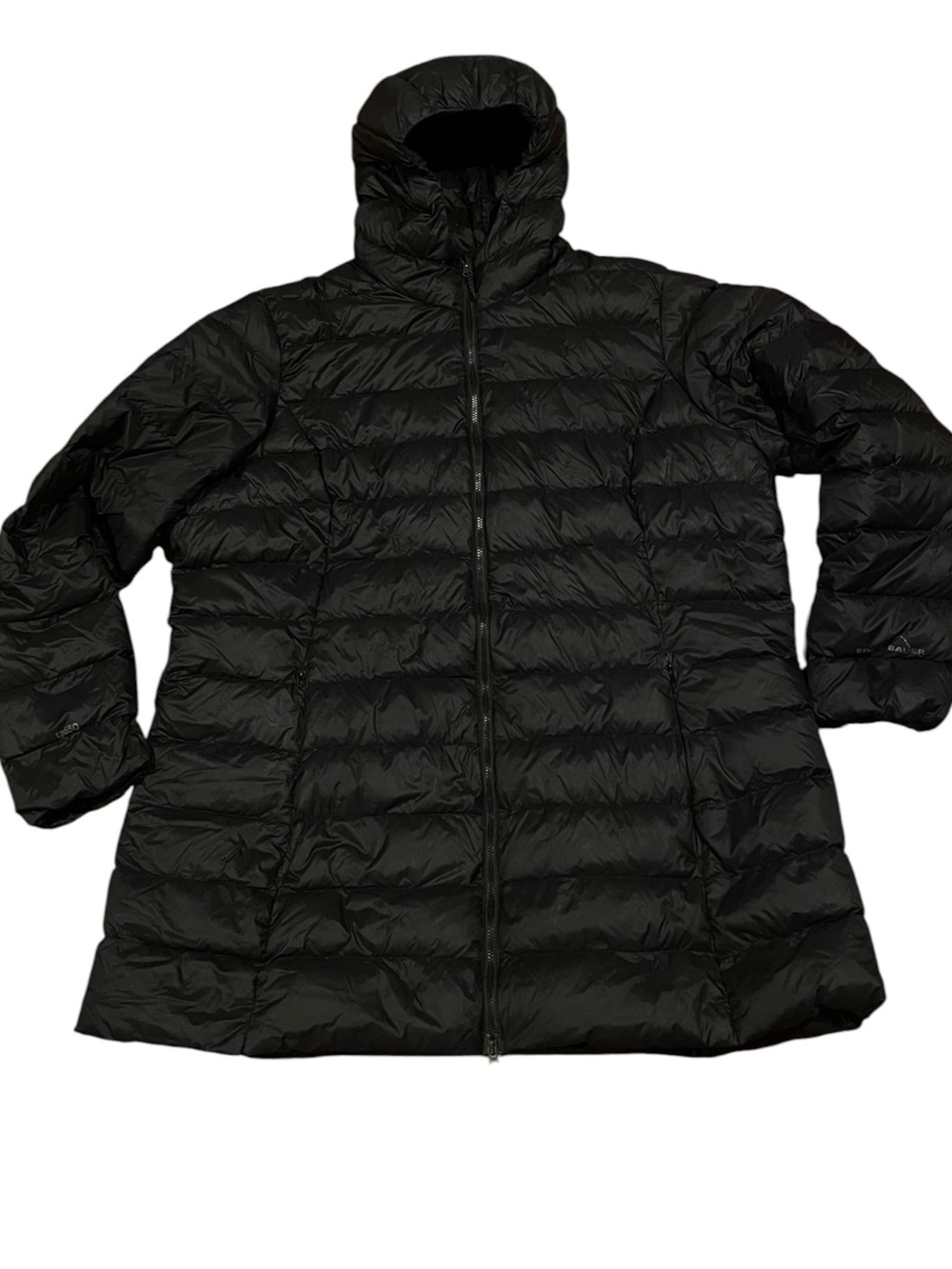 Womens XXL Eddie Bauer Down Coat EB 650 Puffer Packable Jacket Black 2XL